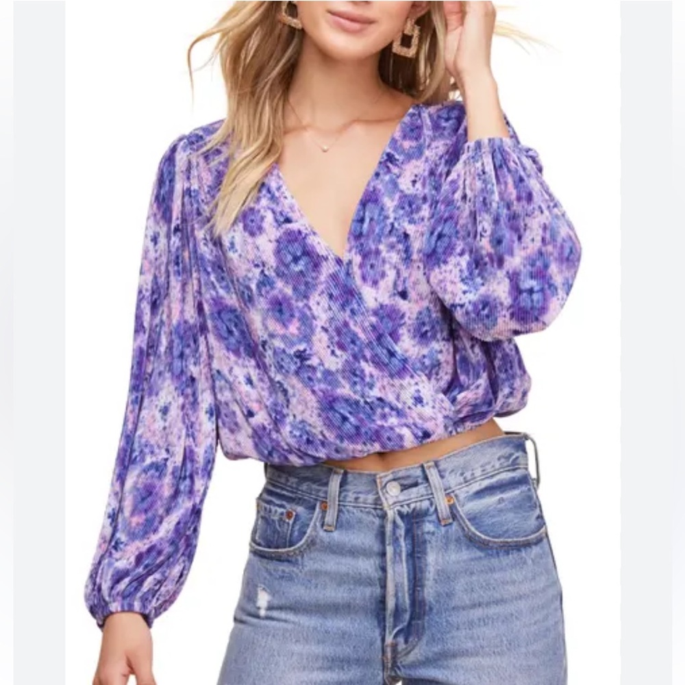 NWT ASTR pleated crop long sleeve top, size small